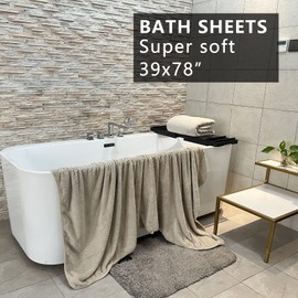 YTYC Towels,39x78 Inch Oversized Bath Sheets Towels for Adults Plush Luxury Extra Large Bath Towels Sets for Bathroom Super Soft Microfiber Towels 80% Polyester (Beige,2)