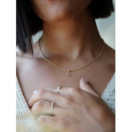 My Gold Doreen Women's Heart Necklace with Pendant Gold Genuine Yellow Gold 375/750 (9/18 Carat) Zirconia Heart Shape 15 mm x 8 mm Necklace 45 cm, Yellow Gold, Cubic Zirconia