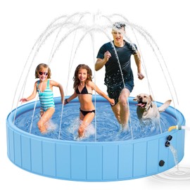 YSJILIDE Dog Pools for Large Dogs, 2-in-1 Sprinkler Pool for Kids Non-Slip Dog Swimming Pool for Outdoor Backyard Kids Dogs Ducks and Pet Baths 70" x 12"
