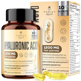 Cápsulas de ácido hialurónico 19 en 1 – Ácido Hylunárico 1200 mg, con péptidos de colágeno, vitamina C, fitoceramidas – para piel, ojos, gastrointesti