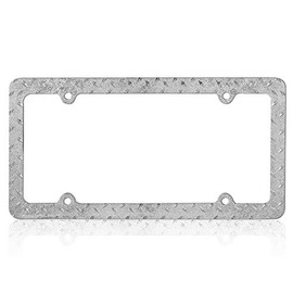 Heavy Duty Rust-Proof Chrome Plated Stainless-Steel Metal Diamond License Plate Frame Universal Size for Car Truck SUV