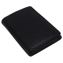100% Leather Tri-fold Mens Wallet Black #961107
