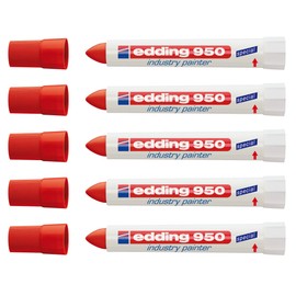 edding Special Marker 950 Industry Painter, 10 mm (5 Markers, Red)