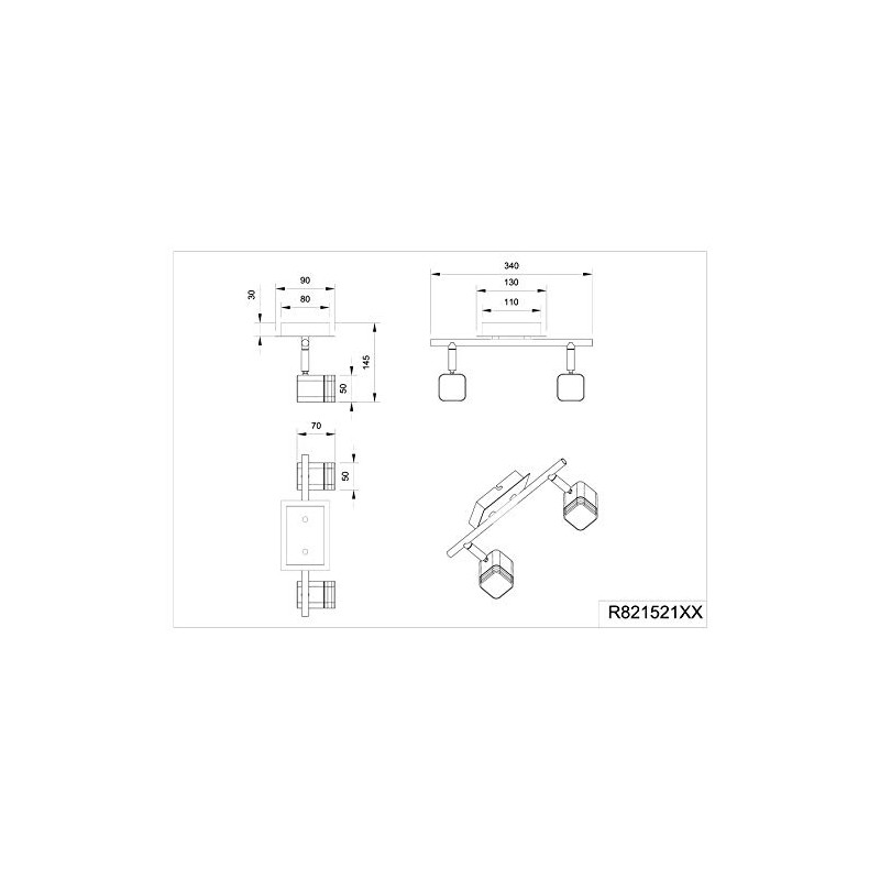 Reality Leuchten LED Deckenleuchte Roubaix R82152107, Metall, Nickel matt, Acryl