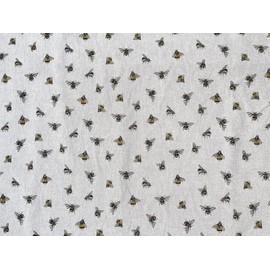 Bees Cotton Fabric by The Metre Bee Yellow Sewing Material by Yards Grey Textile by metres Insects Bugs Pattern Canvas for Upholstery Pillows Arts Crafts