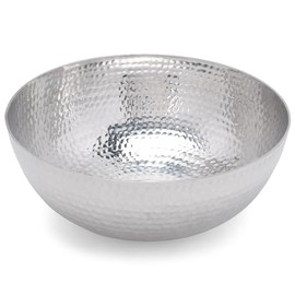 IHI EST. 1986 India Handicrafts Hammered Silver Tone 11 x 4.5 Metal Decorative Salad Bowl