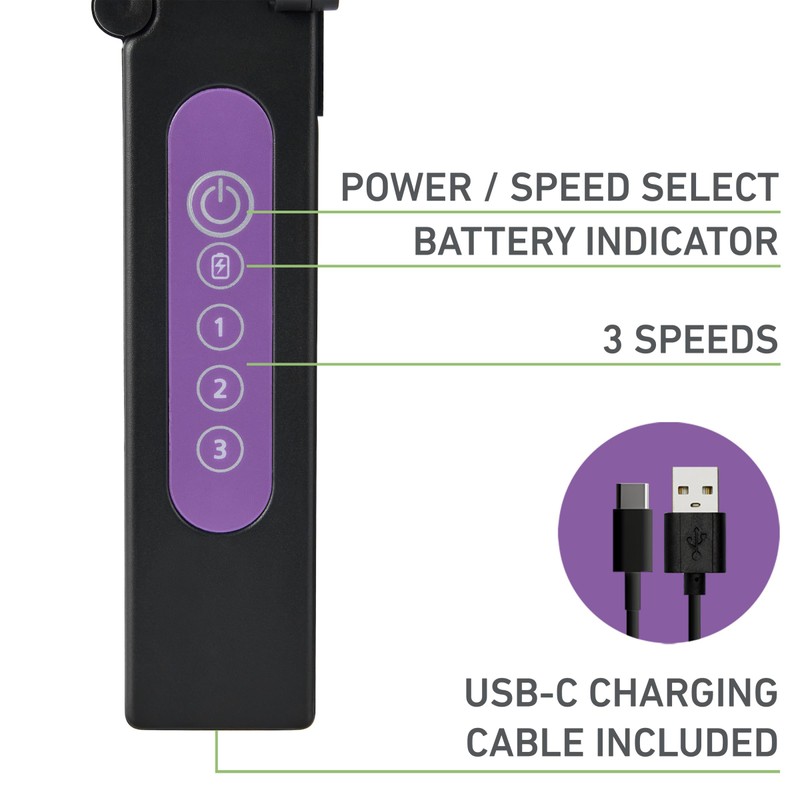 Holmes 4" Portable Handheld Fan – 3 Speeds, Rechargeable, USB-C,