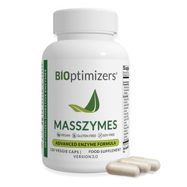 BiOptimizers MassZymes | Digestive Enzyme Supplement for Better Absorption | Stomach Bloating Relief, Constipation, and Gas for Men & Women | Contains Lipase, Amylase & Bromelain | 120 Capsules