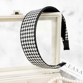 Burnaby black houndstooth wide hair band wide headband / 버나비 블랙 하운드투스 와이드 헤어밴드 넓은머리띠