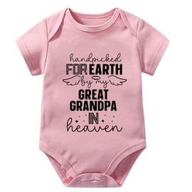 WOOYONGING Handpicked for Earth By My Great Grandpa in Heaven Newborn First Outfit Baby Girl Romper Short Sleeve Baby Clothing