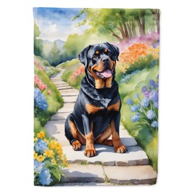 Caroline's Treasures DAC6705CHF Rottweiler Spring Path House Flag Large Porch Sleeve Pole Decorative Outside Yard Banner Artwork Wall Hanging, Polyester, House Size, Multicolor