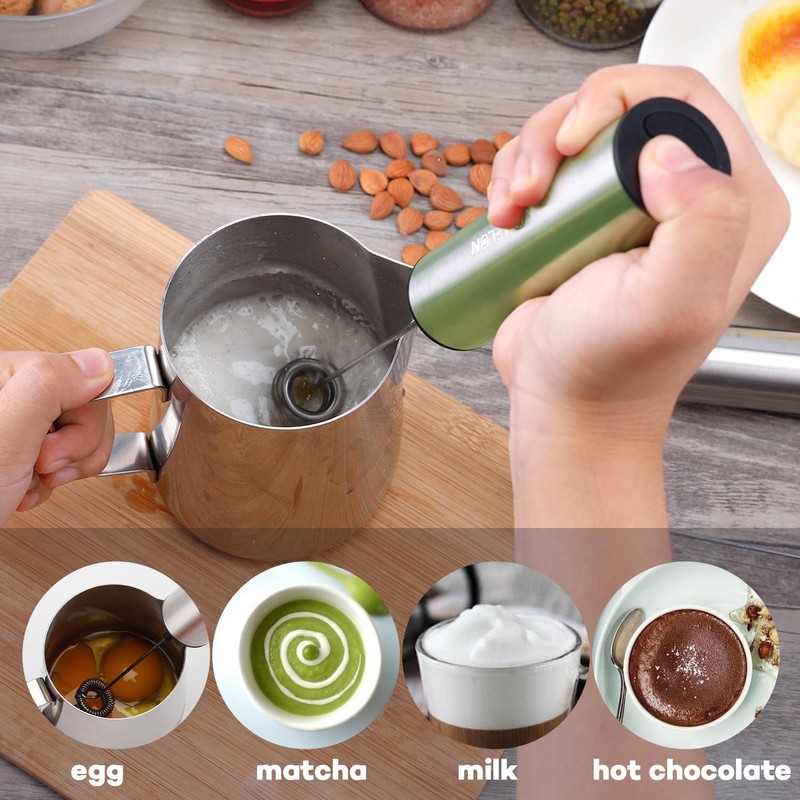 Rechargeable Milk Frother, Electric Coffee Foamer, Handheld Drink Mixer for