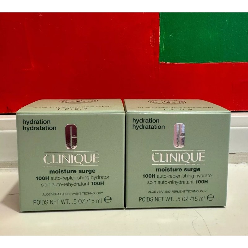NIB 2x Clinique Moisture Surge 100H Auto-Replenishing Hydrator 0.5 oz