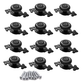 12Pcs Vintage Ceramic Cabinet Knobs Handles Pulls Ymaiss for Kitchen Cabinets Cupboard Bathroom Dresser Wardrobe Closet Decoration Pulls (Black)