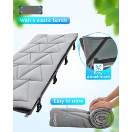 Kingcamp Cot Mattress, Soft Portable Sleeping Mat, Lightweight Non-Slip Comfortable Camping Pad with Elastic Straps for Camping Cot Mattress Topper Travelling Hiking & RV Bunk