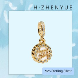 H.ZHENYUE Gold Happy Birthday Charms for Bracelets 925 Sterling Silver Dangle Pendants Beads Jewelry for Women