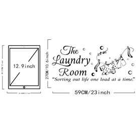 SUPERDANT The Laundry Room Quotes Wall Stickers Vinyl Bubble Wall Decor Stickers DIY Saying Wall Art Decal Sticker Home Decoration for Living Room, Bedroom, Bathroom, Black(27x59cm)