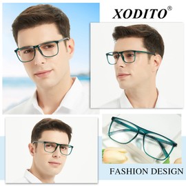 XODITO Extra Large Reading Glasses Men Oversized Square Readers 1.00 1.25 1.50 1.75 2.00 2.25 2.50 2.75 3.00 3.50 4.00 5.00 6.00 (Blue, 100)