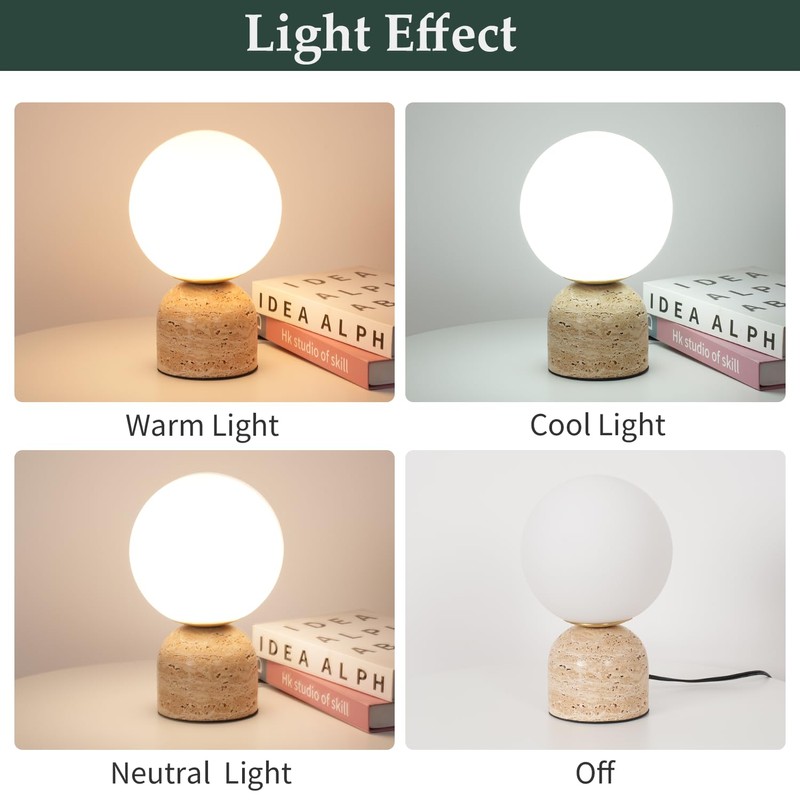 Skyblaze Modern Marble Table Lamp with Frosted Glass Shade Cute