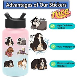 Cute Dog Stickers for Water Bottle, Funny Dog Meme Stickers for Adults Teens, 50PCS Vinyl Waterproof Animal Hand-Drawn Stickers for Laptop Scrapbook Skateboard Luggage Phone Decals (Dog)