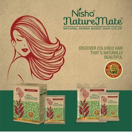 Nisha Naturemate Natural Henna Based Hair Color, Brown Hair Dye, No Ammonia, Natural Brown Hair Color For Gray Coverage, 6-in-1, 15gm Each Pouch, Box Pack
