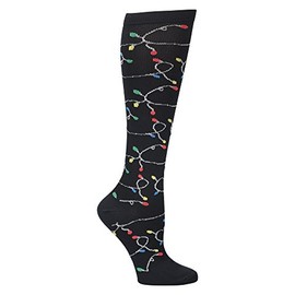 Nurse Mates Calf Socks | 12-14 mmHg Compression | Superior Support & Comfort | 1 Pair | Christmas Lights