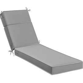 Uthem Waterproof Chaise Lounge Cushions, 72x21x3 Inch Outdoor Lounge Chair Cushion High-Density Foam Fade Resistant Patio Sun Lounger Pad Replacement with Removable Covers and Ties, Grey