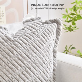 LRartdeco Grey Cushion Covers Corduroy Cushion Covers 30x50cm Soft Square Pillow Cases Sofa Cushions Modern Twill Throw Pillow Covers for Home Spring decor Sofa Couch with Hemming