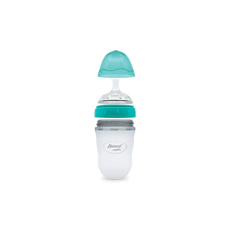 Evenflo Advanced Biberón Soft & Natural, Silicón, Color Teal/Turquesa, 240ml,
