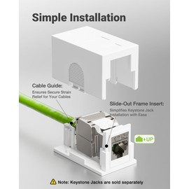 LEENUE 2 x CAT 7 Shielded Surface-Mounted Network Socket, Includes 2 x Gold-Plated CAT7 RJ45 Keystone Jack and 2-Port Keystone Jack Surface-Mounted Box, 10 Gbit/s 600 MHz Network LAN Surface-Mounted