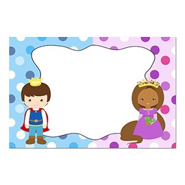 30 Blank Cards Invitations Thank You Cards Prince Princess African AmericanKids Birthday Party + 30 White Envelopes