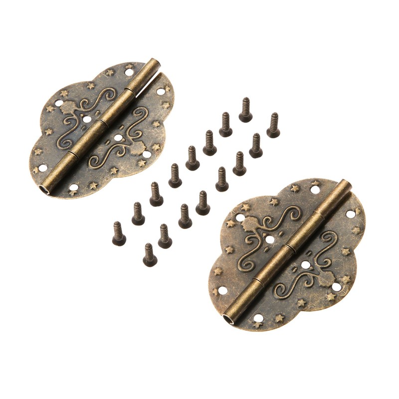 Dophee 2Pcs Antique Hinges 2.72"x2.09" Retro Style Antique Bronze Iron