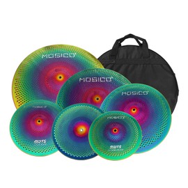 Mute Cymbal Set Low Volume Cymbals for Drums Set 10" Splash 14"hi-hat 16"crash 18"crash 20"ride 6 Pieces Sound Better Rainbow Silent Drum Cymbals Set