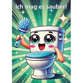 Clever Pool 3 Toilet Clean Stickers, DIN A4 Picture, Waterproof, Toilet Sign, Door Sign, Foil Sign, Safety Signs (3 Toilet Clean)