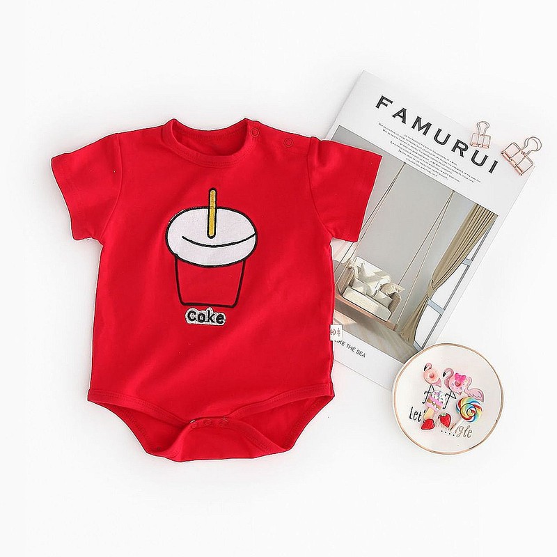 3 Pcs/Set Baby Clothes Cola Cup Pattern Jumpsuit Shirt Short
