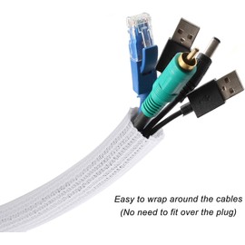 CrocSee 10ft - 3/4 inch Braided Cable Management Sleeve Cord Protector - Self-Wrapping Split Wire Loom for TV/Computer/Home Theater/Engine Bay - White