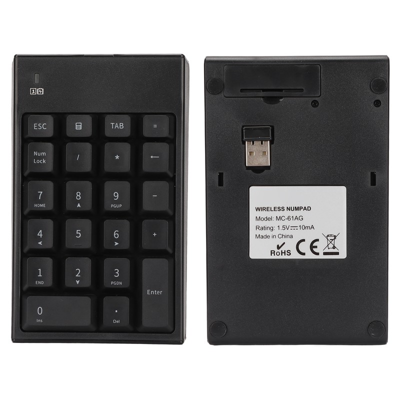 Number Pad 2.4GHz Wireless 22 Keys Delay Free Portable Black