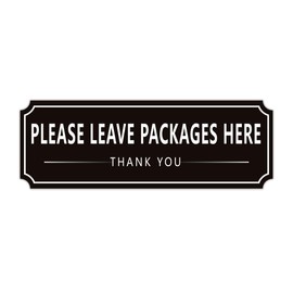 Please Leave Packages and Deliveries Here Sign Sticker, Self-Adhesive Waterproof Modern Deliveries Sign for Packages, Please Place Packages in Box for Home, Office, Shop, Door 9" x 3.14"