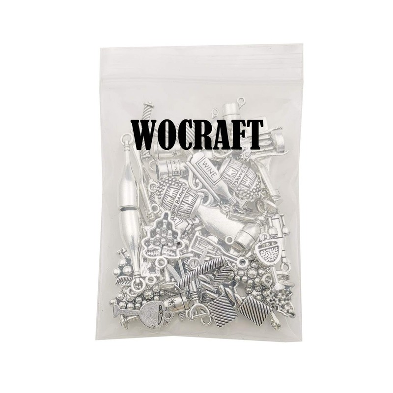 50個 クラフト用品 アンティークシルバー テイスティング ワイン ブドウ カクテル グラス ワインオープナー チャーム