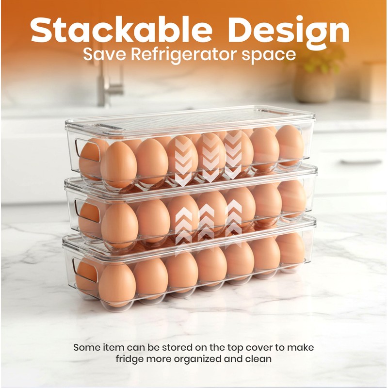 Utopia Home Egg Container With Lid and Handle for Refrigerator