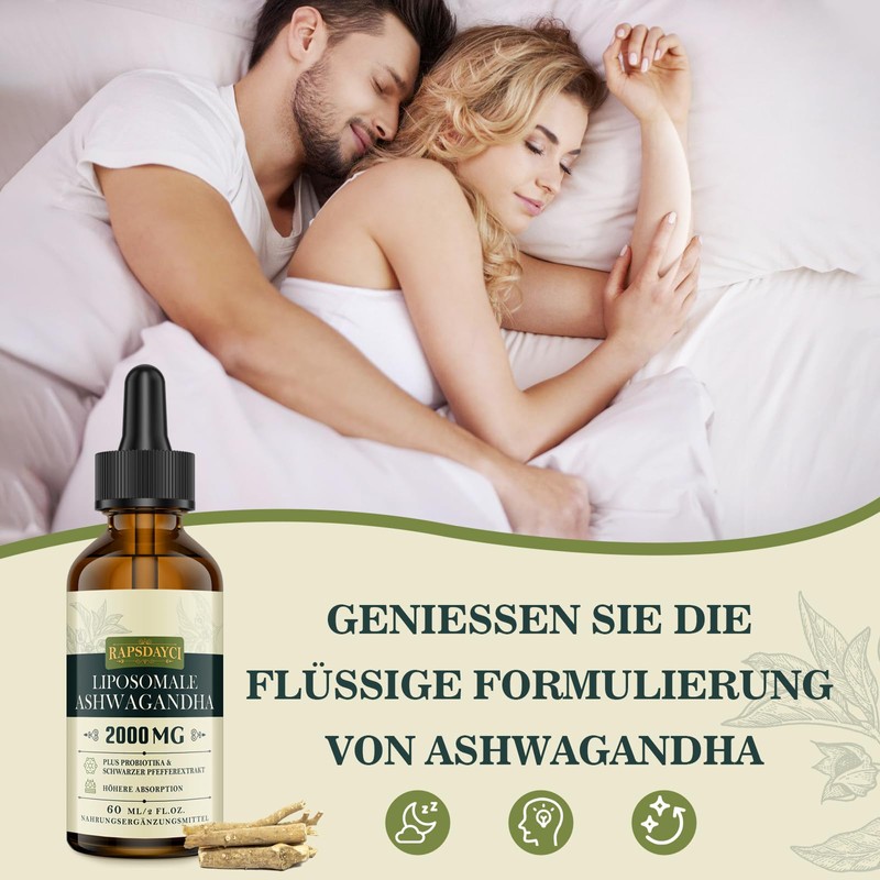 2000 mg Liposomal Ashwagandha Drops, High Dose Ashwagandha Root Extract,