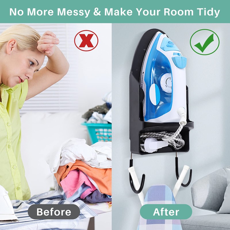 Ironing Board Hanger Wall Mount, Iron Hanger with Ironing Board