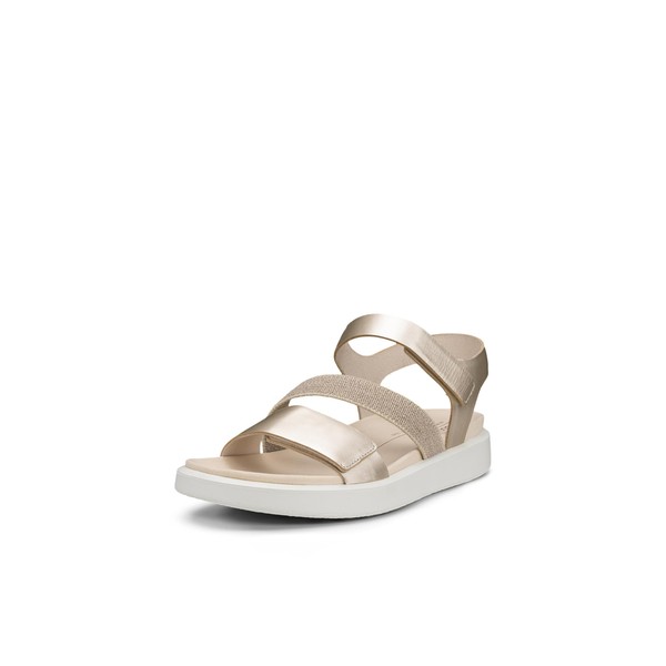 ECCO Women's Flowt 2 Band Sandal, Pure White Gold, 10-10.5