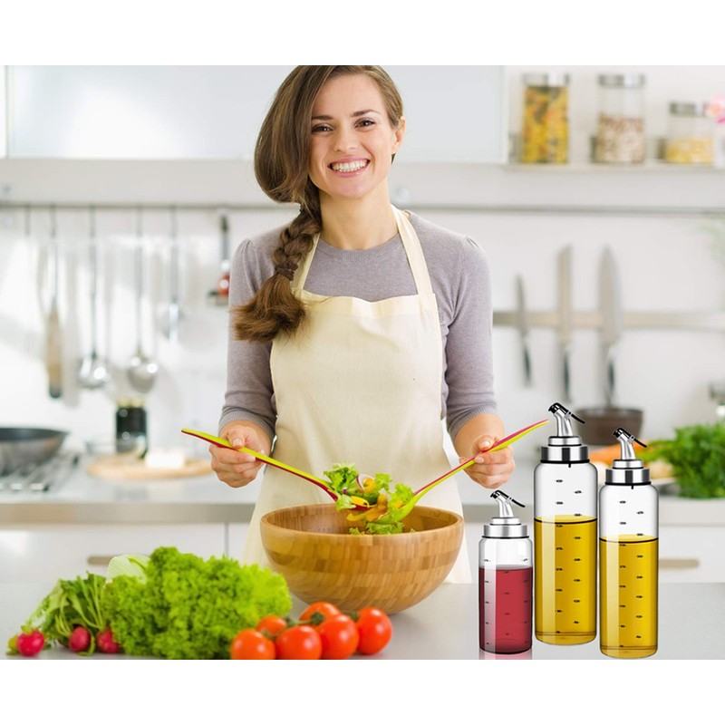 Olive Oil Dispenser Bottle, Liquid Condiment Container, 17 Oz Vinegar