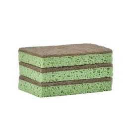 Natural Scrub Sponge Scouring Pad (12 Pack) Sisal Plant Based Sponge Scrubber Non Scratch Eco Friendly, 2 Side Cellulose and Sisal for Nonstick Cookeware, Glasses, Dishes. by Superio…