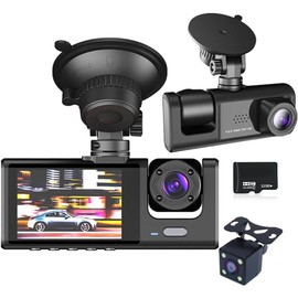 Beisnzy Cámara de Salpicadero, Cámara de Coche Dash CAM 1080 HD 170 Ángulo con WDR G-Sensor, Detección de Movimiento, Estuche de Metal, Plata（32G Tarjeta de Memoria）