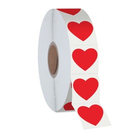 Hebayy 1200 PCS Red Heart Shaped Sticker Labels with Perforation Line in Roll, Use for Valentine's Day, Award Charts, Offices, Teachers & Classrooms, Bookmarks (3/4" in Diameter)