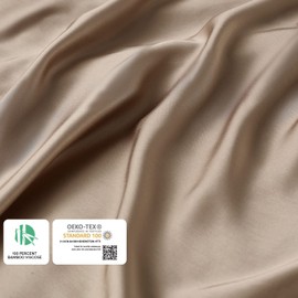 YnM Cooling Bed Sheet Set with 100 Percent Rayon Derived from Bamboo, 400TC Fabric with 2 Pillowcases and Flat Sheet, Deep Pocket Fit 19'', Silky-Soft & Sweat Wicking, 4 Piece (Full, Brown)