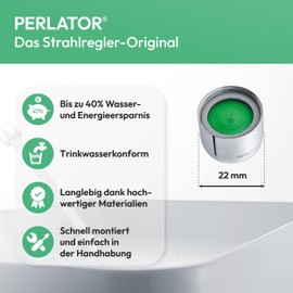 M22x1~5.7 l/min 4er Set Original PERLATOR® Wassersparender Strahlregler inkl. Flachschlüssel