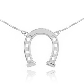 925 Sterling Silver Lucky Charm Horseshoe Pendant Necklace, 20"
